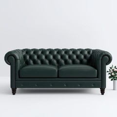 Obraz premium Elegant Chesterfield Sofa in Deep Green Leather for Modern Interiors