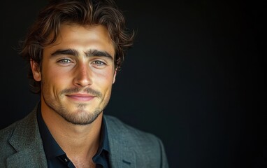 Fototapeta premium Confident businessman with a suit and a smile in a studio background, He looking at the camera