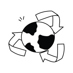 Icon of the Earth with recycle arrows, conveying the concept of global recycling