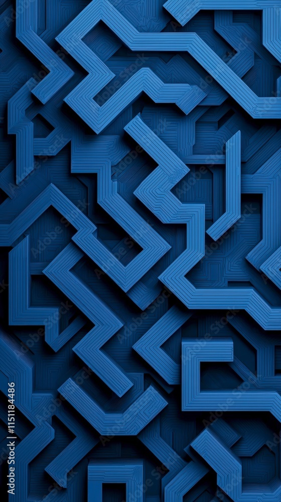 Poster abstract blue 3d geometric pattern intricate design modern texture engineering backgrou