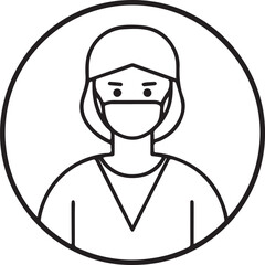 Medical female doctor or surgeon, nurse icon