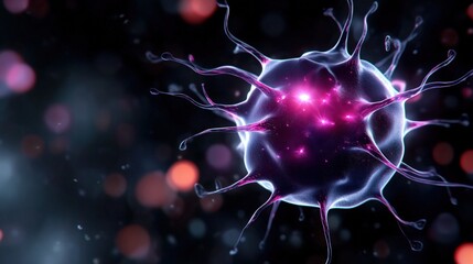 vivid representation of a virus displays its complex design with protruding spikes