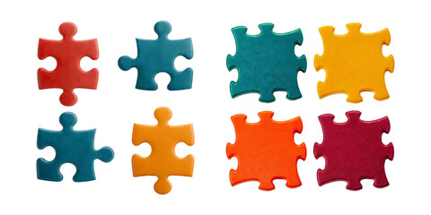 Colorful Puzzle Pieces on Transparent Background