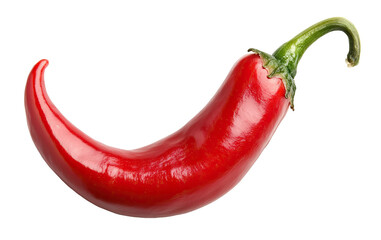 Fresh red chili pepper with green stem, isolated on transparent cutout background