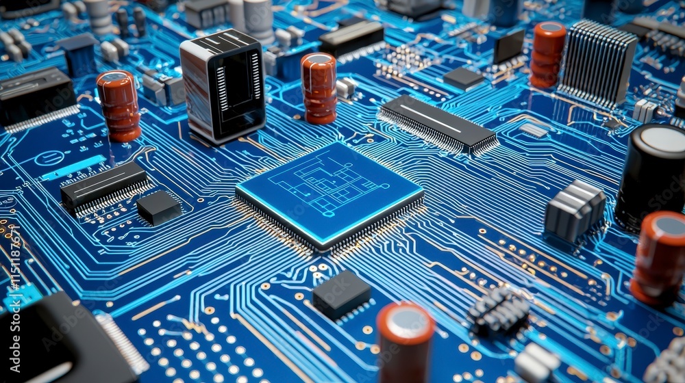 Poster abstract circuit board technology microchip electronics ai