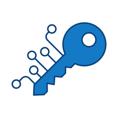 Key Blue Editable Stroke Icons. Cyber Security Technology, Phishing, Hacking, Cyber Crime, Security, Trojan, Device Protection, Privacy Vector Illustration.