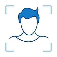 Face Scan Blue Editable Stroke Icons. Cyber Security Technology, Phishing, Hacking, Cyber Crime, Security, Trojan, Device Protection, Privacy Vector Illustration.