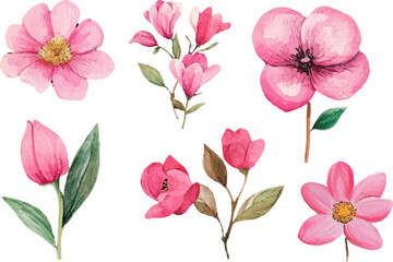 seamless pattern with pink flowers