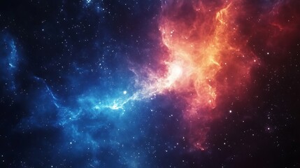 Fototapeta premium Fiery Cosmic Nebula Digital Painting: Abstract Space Art. AI Generated