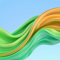 Fototapeta premium Abstract Green Gold Fluid Wave Swirling Design 3D Render