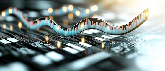 Obraz premium Dynamic 3D Financial Chart Data Visualization Growth Stock Market Trend