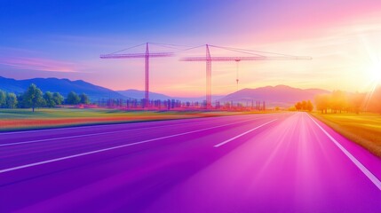 Scenic Sunrise Highway Construction Site Panorama