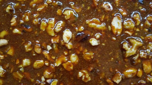 Homemade grillage and gozinak with assorted nuts for a sweet treat