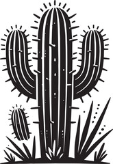 Big Cactus silhouette vector illustration isolated on white background