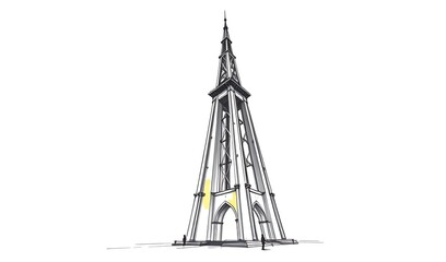 Obraz premium Elegant Hand-Drawn Sketch: Tall Tower Illustration. AI Generated
