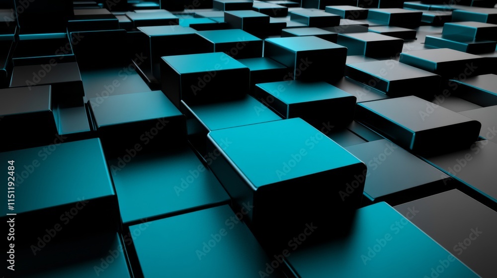 Aufkleber vibrant 3d abstract background featuring blue squares in dynamic patterns for digital art, high-tech