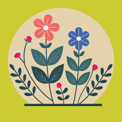 Vibrant Colorful Flowers Illustration