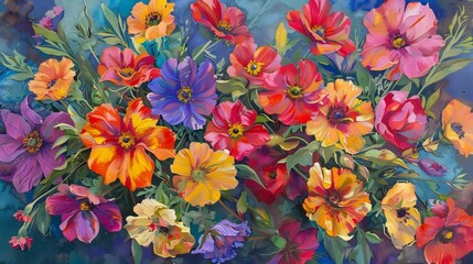 Vibrant Floral Symphony: A Kaleidoscope of Blossoms