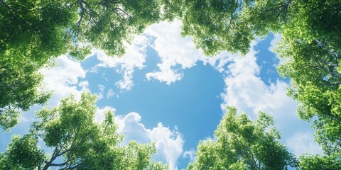 Obraz premium Stunning sky backdrop featuring majestic trees creates a serene atmosphere, showcasing the beauty of nature with a picturesque sky and a tranquil tree scene. Experience the beautiful sky and tree