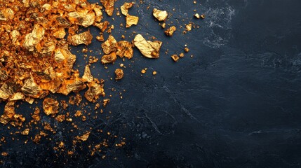 Obraz premium Luxurious Display of Gold Bullion on Black Marble Surface