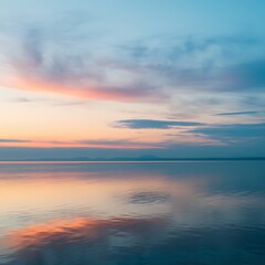 Fototapeta premium Tranquil Sunset Serene Lake, Peaceful Sky, Colorful Clouds