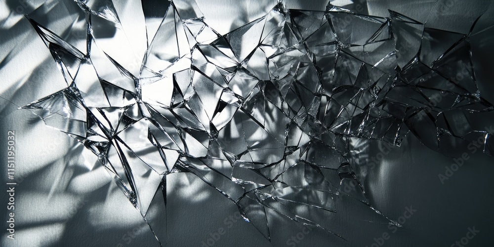 Poster intricate shadows created by shattered glass form a captivating visual display, showcasing the artis