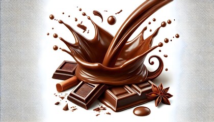 Fototapeta premium Set of melted chocolate splashes, cut out