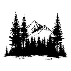 Majestic Peaks and Evergreen Forest