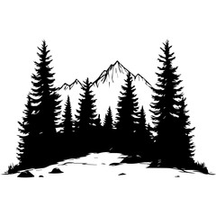 Majestic Peaks and Evergreen Forest