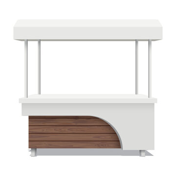 Street shop cart mock up isolated made from stainless and wooden graphic illustration have blank space for place the products presentation on countertop. Small business and street food concept.