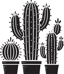 Desert Cactus silhouette vector illustration isolated on white background
