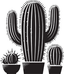 Desert Cactus silhouette vector illustration isolated on white background
