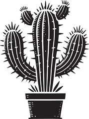 Desert Cactus silhouette vector illustration isolated on white background