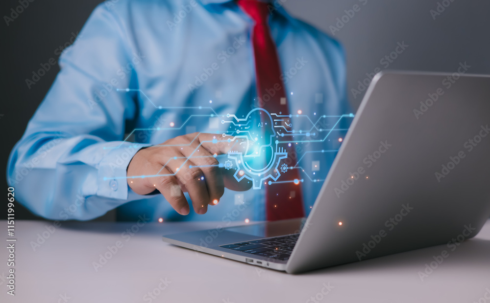 Poster intelligence artificial futuristic and technology development, symbolic, machine learning, ai networ
