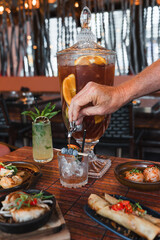 Cocktail glass drink dispenser at a restaurant in Perth, Western Australia