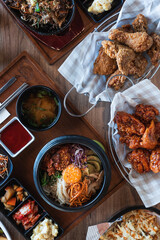 Korean fried chicken and Bibimbap at a restaurant in Perth, Western Australia