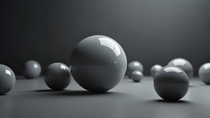 3D Light Balls with Shadows in Light Gray Space Mock Up Generative AI