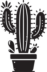 Desert Cactus silhouette vector illustration isolated on white background