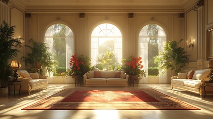 Obraz premium Luxury Living Room with Sunlight. Concept of elegance, comfort, and relaxation.