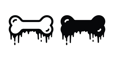 dog bone icon vector color Sagging Flowing splash graffiti logo symbol cartoon character illustration clip art isolated