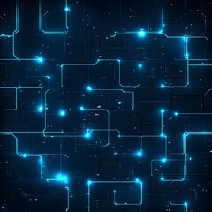 A futuristic digital grid with glowing blue nodes on a dark background, creating depth and intrigue. 