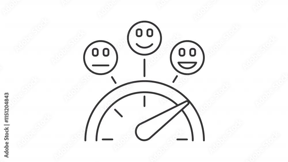 Poster satisfaction meter line animation. experience measurement animated icon. moving arrow, shaking. mark