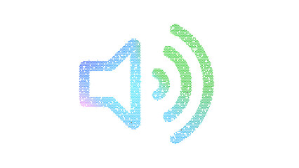 Icon volume up is made up of LED square shapes. There are bright diodes and there are black dead diodes