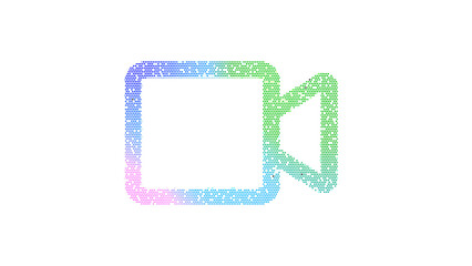 Icon video is made up of LED square shapes. There are bright diodes and there are black dead diodes