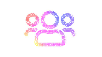 Icon users is made up of LED square shapes. There are bright diodes and there are black dead diodes