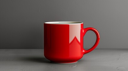 White inside red mug mockup isolated on grey background