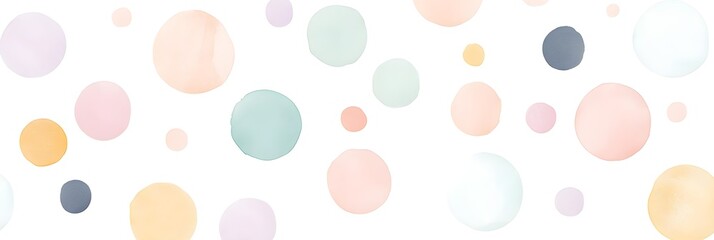 A minimalist polka dot pattern in subtle pastel shades on a clean white background