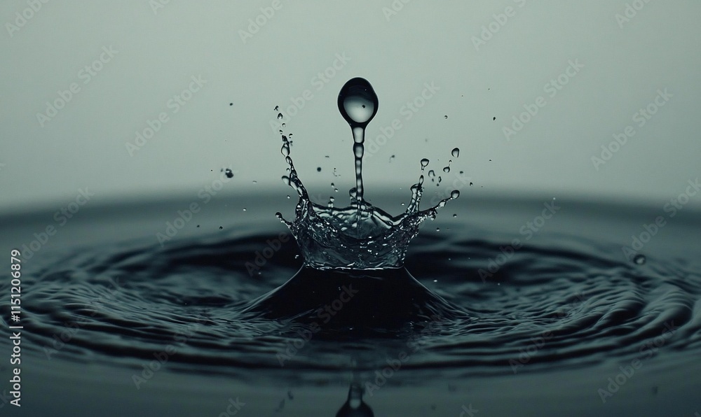 Poster a close-up of water droplets creating ripples in a calm surface.