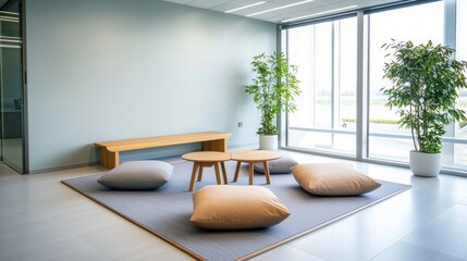 Workplace meditation space enhancing mental health and wellbeing