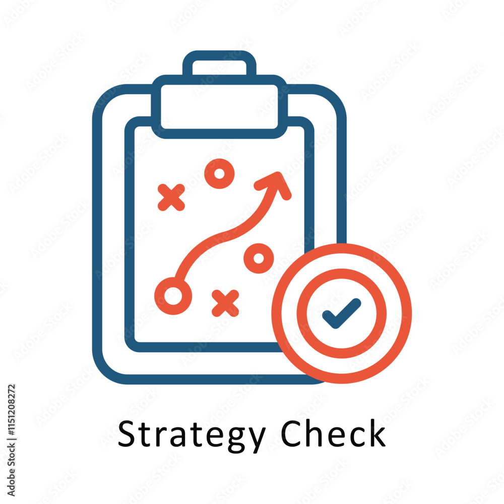 Poster strategy check vector two color icon. eps 10 file